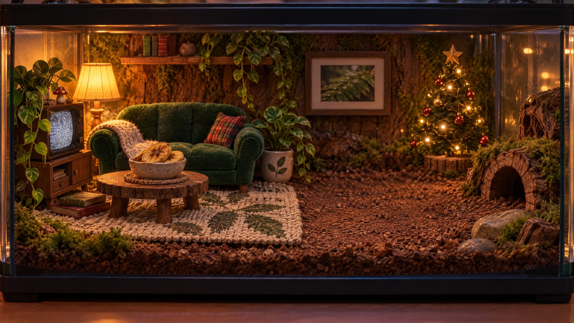 Marty's terrarium at night